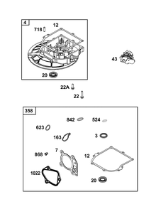 Crankcase Cover/Sump Group Diagram and Parts List for 09P602-0121-H5 020000 - 09Z999 Briggs and Stratton Engine